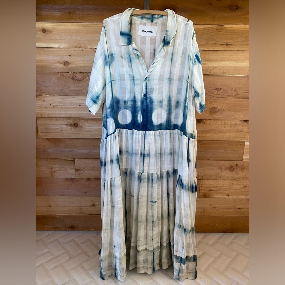 Boho Blue Tie-Dye Maxi Dress